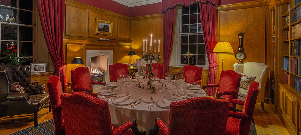 Europe Scotland Ayrshire Glenapp Castle library dining 