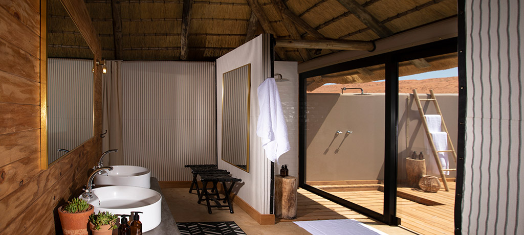 Africa Namibia Kwessi Dunes chalet bathroom