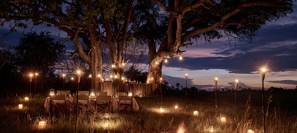 africa Botswana okavango delta sanctuary baines camp Bar Bush Dinner